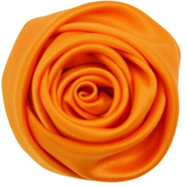 WANYI 5 Stück Rose Ansteckblume Satin Rosen Brosche Stoffblumen zum Aufnähen Stereo Rose Applikationen Patches Haarblumen für Hochzeit Bankett Kleidung Zubehör Haarschmuck（Orange）
