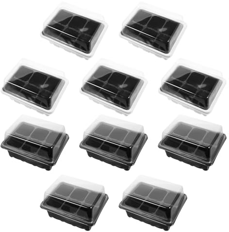 POPETPOP 10 Set Vassoi per Semina con Kit Propagazione Piantine Nere e Bianche Semenzaio Giardino per Fiori Verdure e Frutti Materiale Resistente e Traspirante per Crescita Ottimale