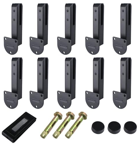Lot de 10 pinces à verre robustes en acier inoxydable noir, idéales pour clôtures de piscine, escaliers et poteaux de garde-corps, convient pour une épaisseur de verre de 8 à 13 mm
