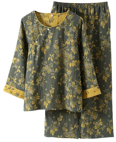 Modeewel Japanese Pyjamas For Women Chinese Pyjamas Hanfu Kimono Japanese Sleepwear Two Piece Trouser Suit Loungewear Sweatshirt Suit
