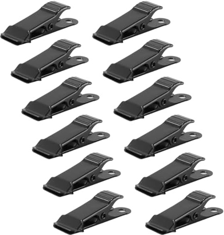 DUZEPA Set di 12 mini morsetti a molla in metallo, clip multiuso, manici antiscivolo resistenti, morsetti portatili per la fotografia artigianale domestica (nero)