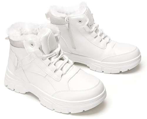GLAMORA Botas de invierno para mujer impermeables con forro de pelo cálido, suela antideslizante y cremallera lateral, diseño urbano cómodo y resistente ideal para trabajo, montaña o uso diario