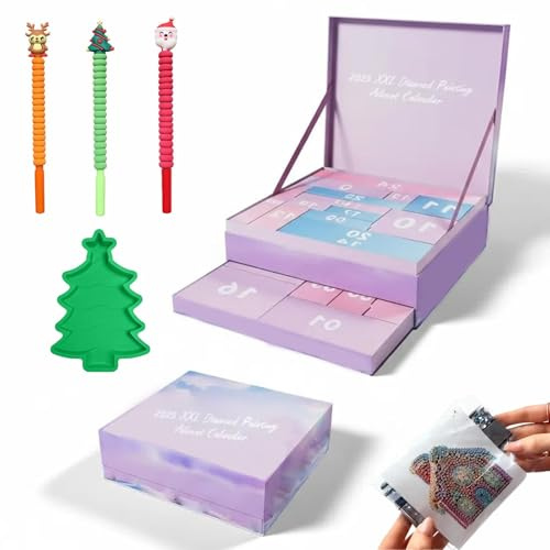 2025 Diamant-Malerei Adventskalender – 25 Tage kreativer Diamant-Kunst-Sets, DIY-Bastelzubehör & festliche Überraschungen für Kinder und Erwachsene, Weihnachts-Countdown