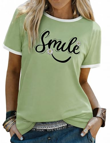 Aottori Camiseta Mujer Manga Corta para Verano Ajuste Suelto Cuello Redondo | Estampado Margarita, Estilo Casual, para Uso Casual, para Primavera Verano, Fácil de Combinar