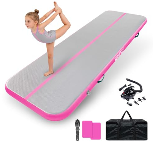 Aufblasbare Air Matte Tumble Track, 3m/4m/5m Tumbling Matte Turnmatte, 10cm hoch rutschfeste Gymnastikmatte für Zuhause, Outdoor, Fitness, Yoga, Training, Cheerleading