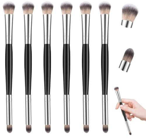 Cheynn 6-deligt ögonmakeuppenselset, dubbelhuvud sminkpenselset ögonskuggpenselset sminkögonborste concealerborste eyelinerborste sminkborste för concealer highlighter lös pulver