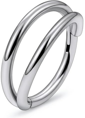 LAURITAMI Piercing Naso Titanio 20G, Doppio Anello Orecchini Naso, Cerchio Nasale in Titanio 10 mm, Gioielli per Piercing Trago, Septum, Helix, Cartilagine, Labbra e Ombelico