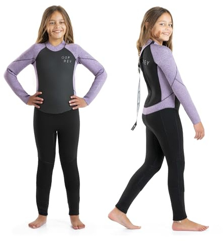 Osprey Winter-Neoprenanzug für Mädchen, volle Länge, 5 mm, für Kinder, Surfen, Bodyboarding, Neoprenanzug, Null, Violett