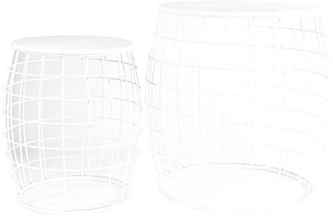 Countryfield Beistelltisch Metall-Korb NAN 50cm weiß 2er-Set