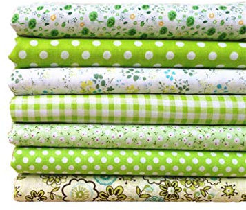 Baumwollstoff 50x50cm 7 Stück Baumwolltuch Textil Handwerk Stoffpakete Patchwork Stoff DIY Nähen Quilten Blumenmuster Grüne Serie