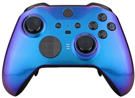 eXtremeRate Coque Avant de Remplacement pour Xbox One Elite Series 2 Manette, Coque Avant Customisé avec Anneaux pour Xbox One Elite Series 2 Manette, Modèle 1797, Caméléon Bleu Violet