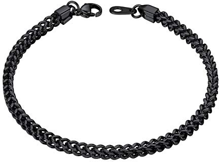 ChainsHouse Franco-länk för män och kvinnor, 3-6 mm, rostfritt stål/guldpläterad/svart armband, Metall