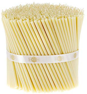 Danilovo 100 pz Candele in Cera d’Api Bianche – Candele Chiesa Ortodossa per Preghiere, Rituali, Natale, Lunghe, Morbide, N140, Altezza 15 Centimetri