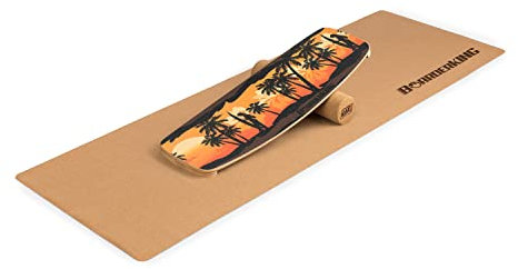 BoarderKING Indoorboard - Balance Board für Indoor-Surfen und Skaten, Gleichgewichtsboard für NeuroMuscular Response Training, inkl. Schutzmatte