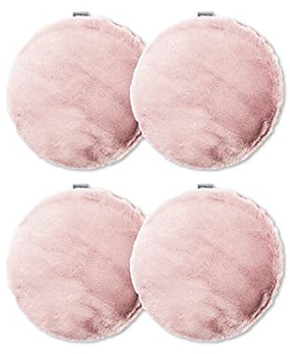 jilda-tex 4er-Set Sitzpolster Sitzkissen Stuhlkissen Bodenkissen Stuhlauflage Plüschmatte mit Füllung in Felloptik Rabbit Deluxe 750 GSM Kunstfell Fellimitat (Rosa, 4X Ø 37 cm)