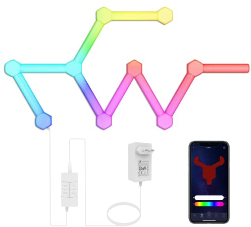 Toocking LED Hexagon Light Panels, Wi-Fi RGB Lichtpanels Wandleuchten mit DIY Deko, Musik Sync, App-Steuerung, Funktioniert mit Alexa Google Assistant für Wohnzimmer,Gaming Zimmer, 9+9 LED Panels