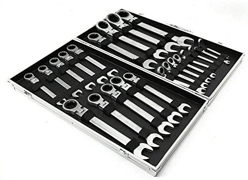 Set di 22 chiavi a cricchetto, 6-32 mm, con testa flessibile