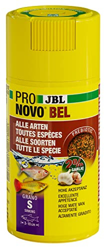 JBL PRONOVO BEL GRANO - Mangime base per tutti i pesci d'acquario da 3-10 cm granulato per pesci, dosatore Click, taglia S, 100 ml