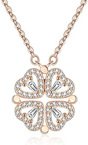 Jrêveinfini Kleeblatt Halskette Damen 925 Silber mit Anhänger, Glücksbringer Schmuck für Frauen mit Geschenkbox, Geschenk zu Weihnachten, Valentinstag, Muttertag & Geburtstag