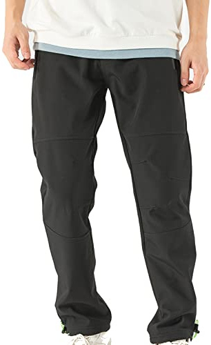 TONY BACKER Pantaloni Uomo Invernali Sci Trekking Impermeabile Antivento Escursione shoftshell Outdoor (as6, Alpha, l, Regular, Regular, Nero, L)