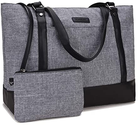 VX VONXURY Laptop Handtasche Damen 15,6 Zoll mit kleinem Beutel | Wasserabweisend, 11 Fächer mit 21,9 Liter Volumen, abnehmbare Geldbörse, Stoßschutz, Büro, Uni, Berufstätige, Studentinnen