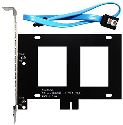 GLOTRENDS 2,5-Zoll-SSD-Halterung mit SATA-III-Kabel und SSD-Schrauben, PCIe- oder PCI-Slot-Installation