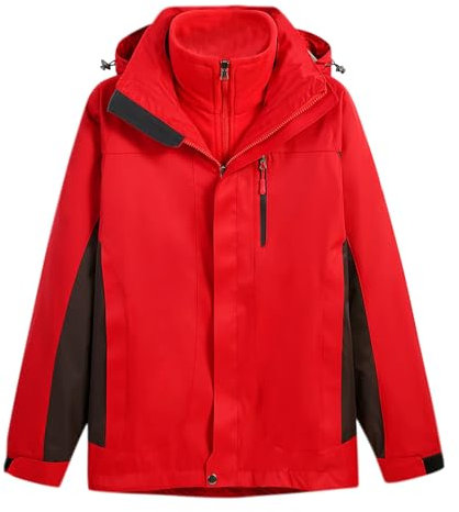 Mens 3 in 1 Waterproof Jacket Outdoor Windproof Jacket Warm Windbreak Coat Ski Hiking Jackets Recreation Clothing Men's Raincoat Cycling Climbing Hunting Running Walking Sportwear Going Out