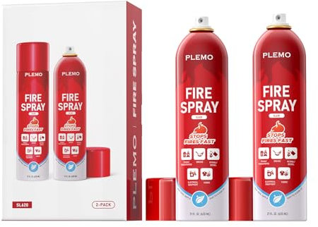 PLEMO Car Fire Extinguisher All-in-1, Small extinguisher for Car, Kitchen, Caravan, Camping, Tackles multiple types of fire SL620, 2-Pack