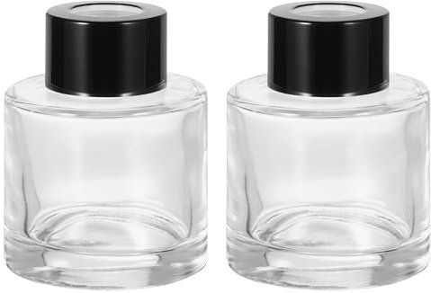QUARKZMAN 2 Piezas de Botella de Difusor de Vidrio Vacía de 50 ml / 1.7 Oz 2.6 X 2 Recargable Accesorios de Fragancia Frasco de Aromaterapia Contenedor Hogar Baño Transparente