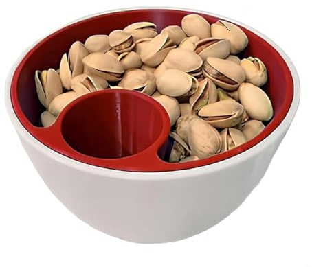 Generisch Pistazien- und Samenschalen, Doppelkammer mit Schalenaufbewahrungshalter, Snack-Servierschale mit Fach für Lebensmittelabfälle, groß für Erdnüsse, Edamame, Nüsse, Obst