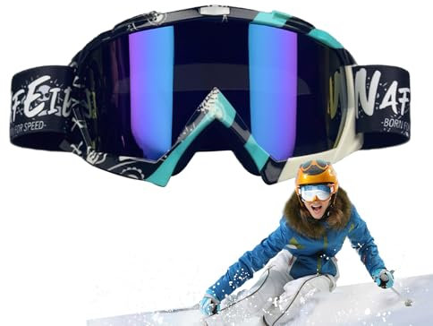 Generisch Motocross -Brille - Skibrillen | Kinder Ski-Snowboardbrille für Mädchen Junior Schneegläser UV Schutz Schnee Snowboarden Motocross Gläser Kinder Teenager Jugend Anti-Kratze