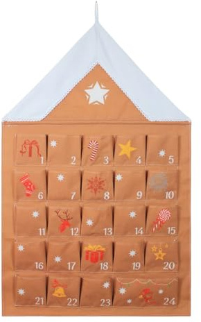 Tyg adventskalendrar med fickor, återanvändbar adventskalendrar i oxfordtyg, hängande jul nedräkningskalender för vägg, juldekorationer