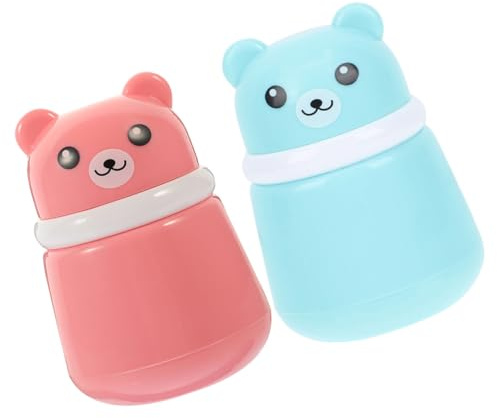 DECHOUS 2 Stück-pack Babypuderquasten Etui mit Bärenform aus Verbundschwamm und Pp Langlebig und Verformungsfrei für Babys und Unterwegs zur Gleichmäßigen Puderanwendung