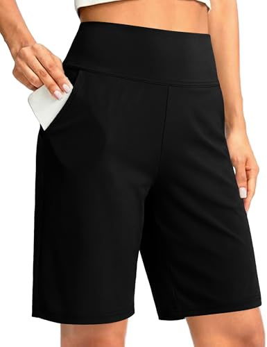 Litherday Shorts Damen Sporthose Sommer Kurze Laufhose Laufshorts Kurz Hose High Waist Schnell Trocknend Traininghose Fitness Yoga Running Gym (Schwarz, M)