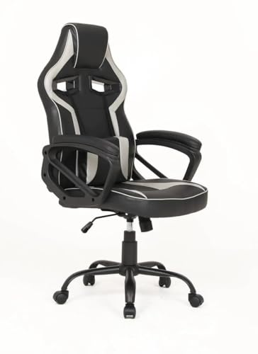 SHIITO | Modelo Marte – Silla Gaming Ergonómica | Confort Total para Largas Sesiones | Diseño Deportivo – Color Negro y Gris – 64,7x115-123,5x67,5 cm