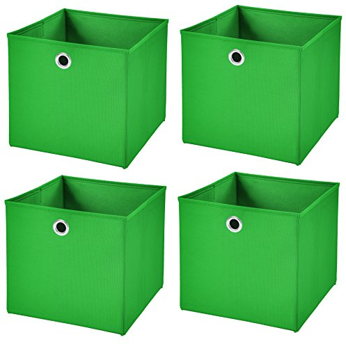 StickandShine 4er Set Faltbox 28 x 28 x 28 cm Aufbewahrungsbox faltbar (Grün)