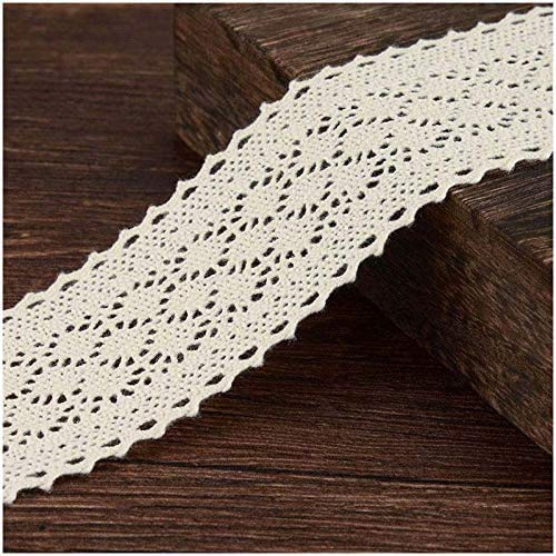 VU100 Spitzenband beige 4.5 Meter Baumwolle Dekoband -5cm Vintage Häkel-Borte Spitzenborrte für Basteln Nähen Handwerk Hochzeit Deko Scrapbooking Geschenkbox (Beige)