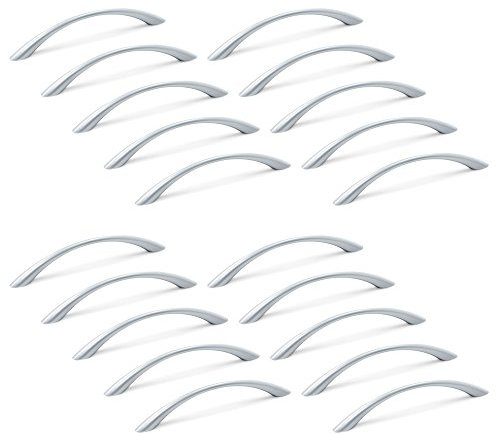 EMUCA - Tirador para Muebles, Tirador para cajón, Armario, Mueble de Cocina, baño, Dormitorio y Oficina, CC 128mm, Gris Metalizado, Lote de 20 manillas