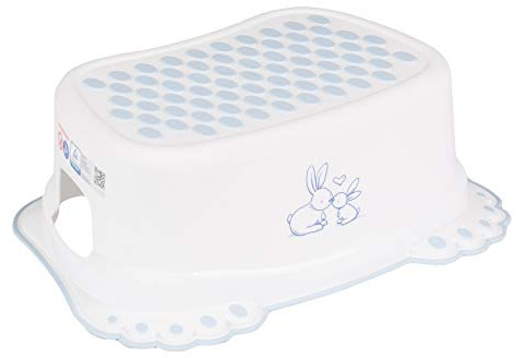 Tega Baby ® Tritthocker für Kinder Schemel mit Anti-Rutsch-Funktion Sicher Stabil und TÜVRheinland-geprüft | ab ca. 3 Jahre | Baby Hocker Kindertritt Trittschemel, Motiv:Häschen - weiß