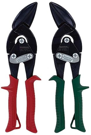 Midwest Blackout Series Aviation Snip Set - Left and Right Cut Regular Tin Cutting Shears with Forged Blades & KUSH'N-Power Comfort Grips - MWT-6510CO-NP