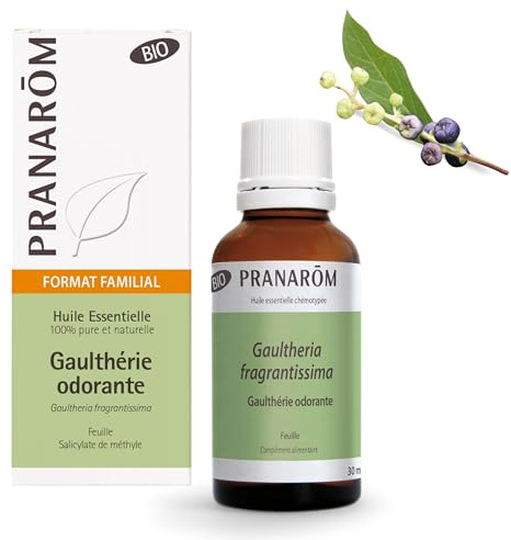 PRANAROM Aceite Esencial Gaulteria BIO 30 ml – Alivio Muscular y Articular | 100% puro y natural. Rico en salicilato de metilo, alivia el dolor muscular y articular.