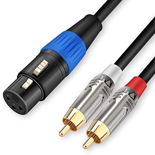 JOLGOO Câble de dérivation asymétrique XLR femelle vers double RCA Y, 1 XLR femelle vers 2 RCA mâle, câble adaptateur, 3 m