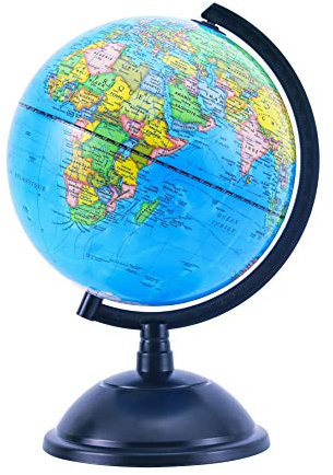 Exerz 20cm Globe Terrestre - Carte en Français- Garte politique/Décoration éducative/géographique - pour l'école, la maison et Le bureau - diamètre 20cm