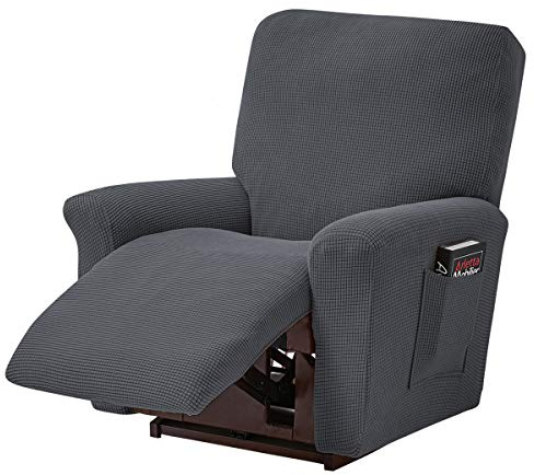 TOPCHANCES Ruhesessel Bezüge, Stretch Relaxsessel Bezug, Jacquard Sesselbezug, Sesselschoner für Fernsehsessel, Recliner Sesse（Dunkelgrau）