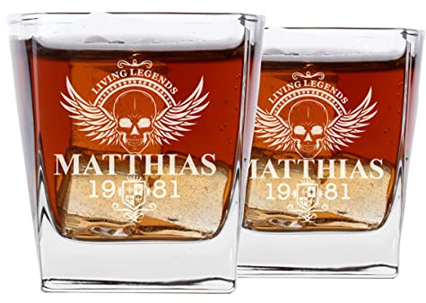 AIGAT Set de 2 verres à whisky gravés, une idée de cadeau pour homme, cadeau de garçon d'honneur, taille 250ml