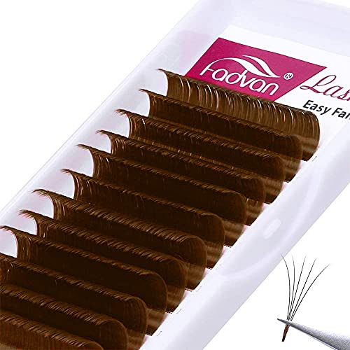 Selbstfächernde Volumen Wimpernverlängerung 0,07 mm D Curl Color Lashes 8-14 mm Mixed Tray Easy Fan Lashes Russische Volumen Wimpernverlängerungen Wimpern Extensions(8-14Mix-D, Brown-0.07)