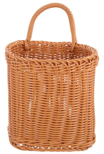 Ib Laursen Geflochtener Blumenkorb Rattan, Aufbewahrungskörbe, rustikaler Bauernhaus, Zeitschriftenkorb, Wandaufhängung, Organizer mit einem Griff Hängekorb