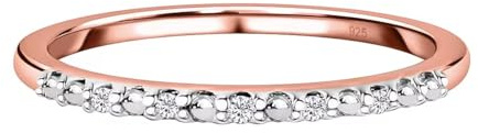 TJC Diamond Half Eternity and Promise Ring for Women Band with Prongs Setting in Yellow and Rose Gold | Platinum Plated 925 Sterling Silver for Valentine Day