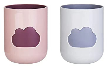 RabyLeo Cartoon-Mundwasserbecher, Badezimmer-Zahnbürstenbecher, Zuhause, Cartoon-Muster, Wolken-Wasserbecher (weiß & rosa)