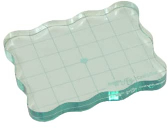 Craftelier - Bloque Ergonómico de Metacrilato Cuadrado para Estampación de Sellos de Forma Rápida y Precisa | Fácil de Limpiar | Dimensiones 8,9 cm x 7 cm x 1 cm - Color Turquesa Translúcido